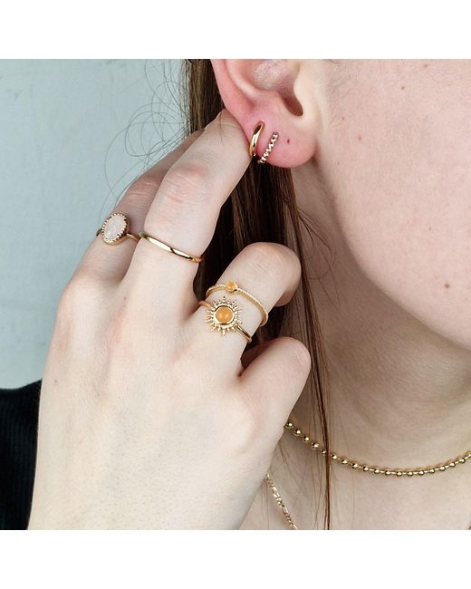 Harfi Metallic Citrine November Birthstone Sun Plated Ring