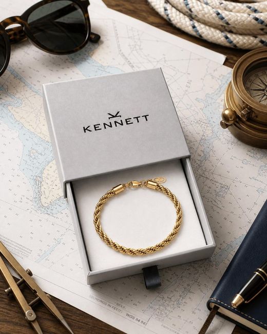 Kennett Watches & Accessories Metallic Kennett Wheat Chain Bracelet Five Mm for men