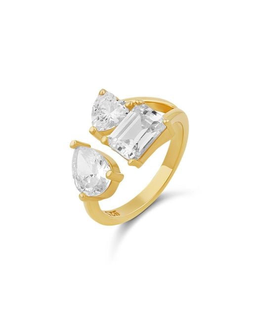 SHYMI Metallic Mixed Shape Three Stone Open Ring