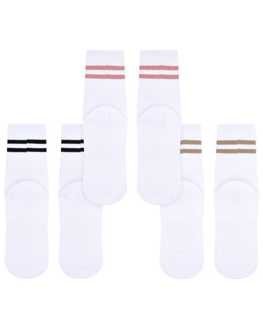 HIGH HEEL JUNGLE by KATHRYN EISMAN White Varsity Pilates Yoga Grip Socks