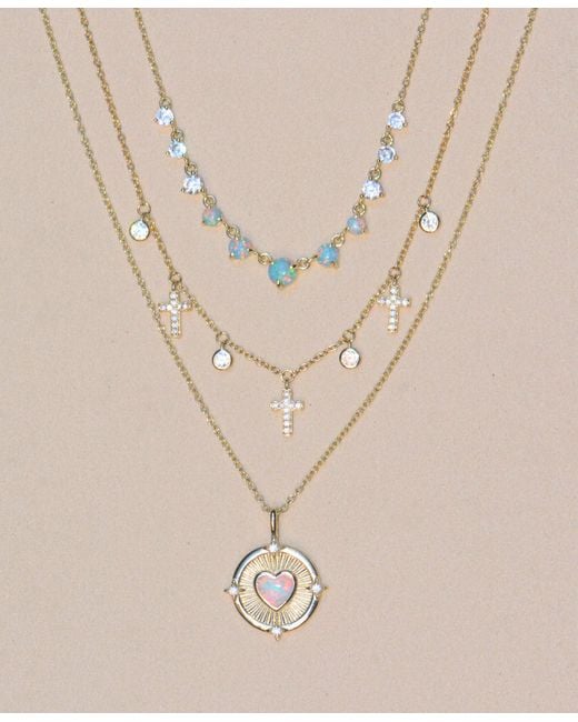 KAMARIA Metallic Radiant Opal Heart Necklace