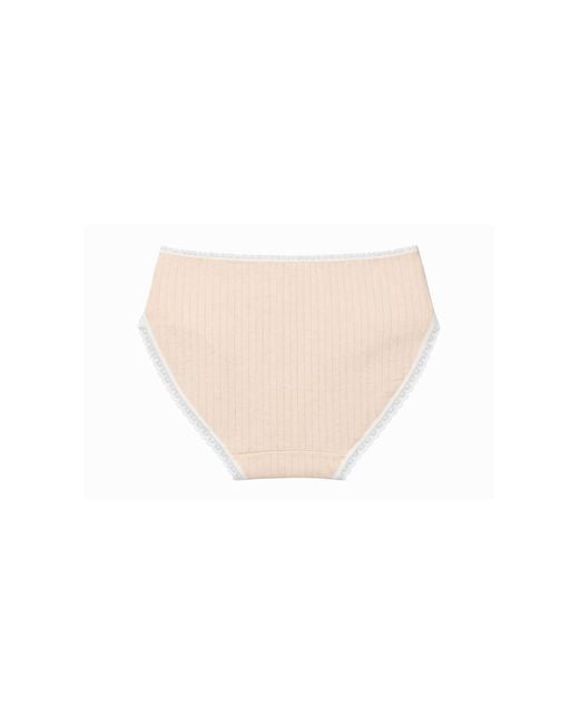 ADIBA Natural Peach Ribbed Lace Trim Brief
