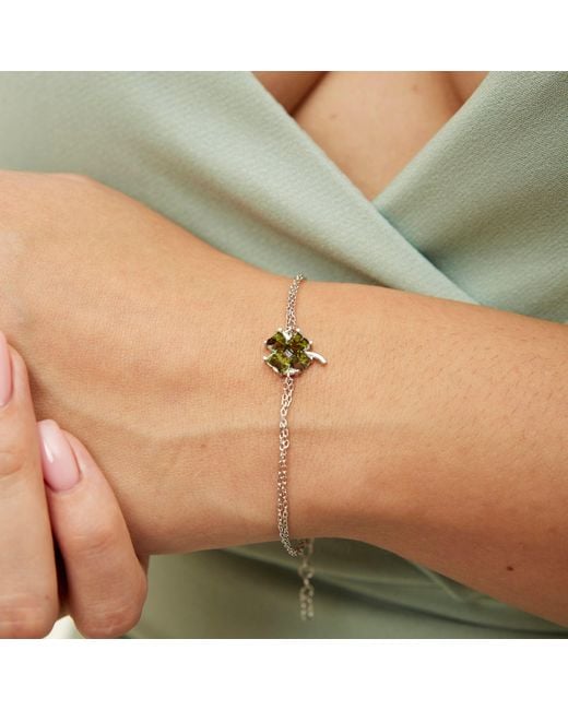 Spero London Yellow Four Leaf Clover Sterling Stud Earrings Bracelet & Necklace Set