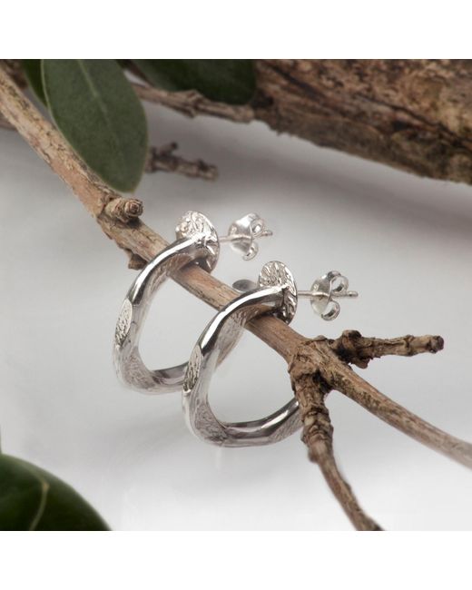The Jewellery Store London Metallic Hammered Hoop Stud Earrings