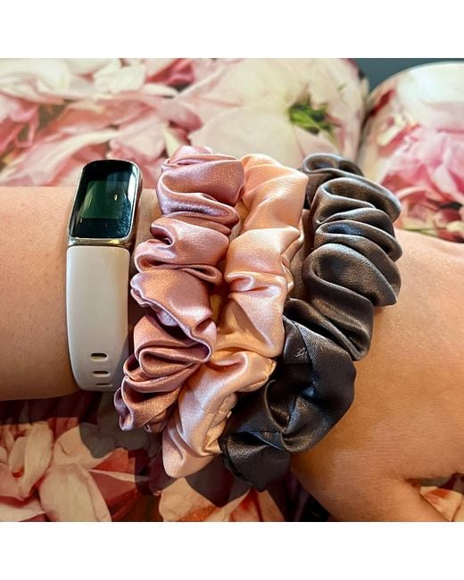 Soft Strokes Silk Multicolor Set Of Three Pure Mulberry Silk Mini Scrunchies Weekly Special Hair Ties Rose Romance