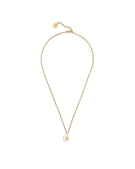 Kybele Studio Metallic Moon Tide Crystal Quartz Oval Pendant Necklace