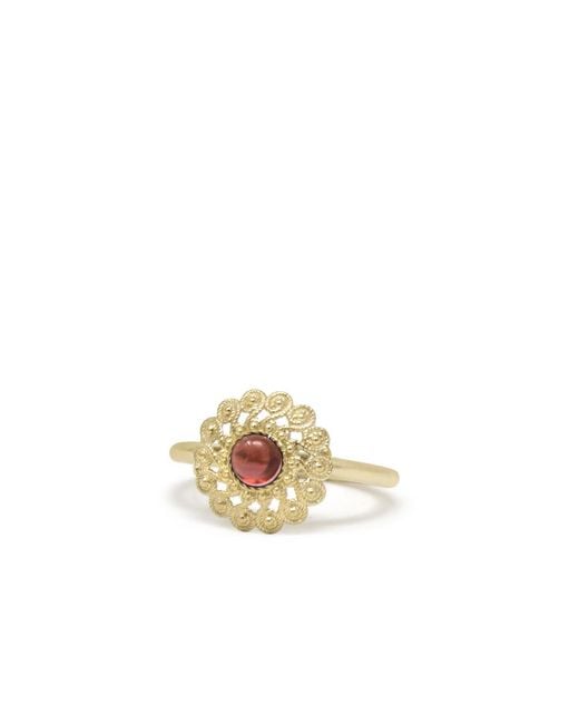 Vintouch Italy Metallic Filigrana-Plated Garnet Ring