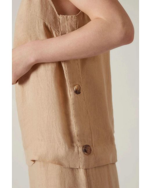 James Lakeland White Neutrals Sand Linen Sleeveless Top