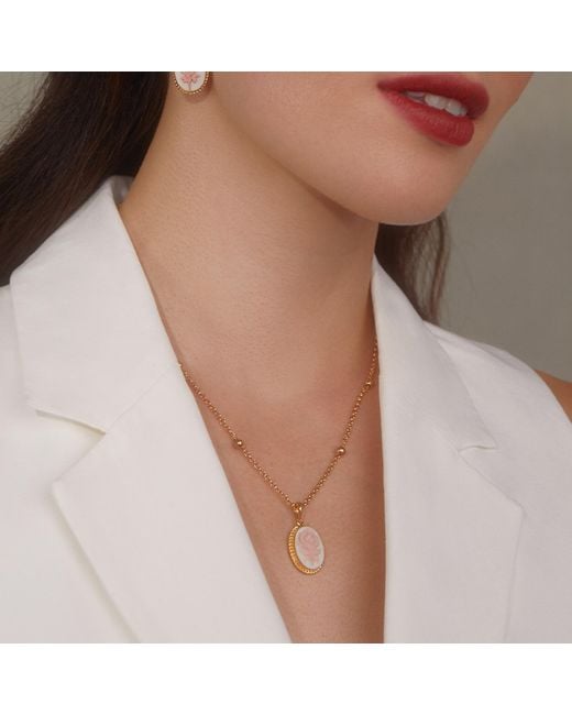 Vintouch Italy Metallic Plated Rose Cameo Necklace