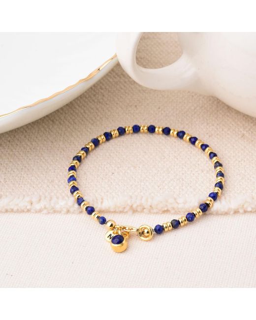 Nellou Jewellery Metallic Linear September Birthstone Bracelet Lapis Plated Sterling