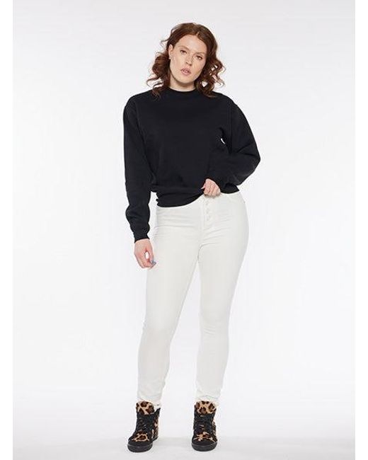Circular Path White Button Fly Skinny Jean