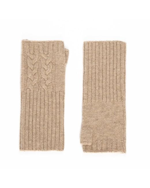 Bel Cashmere Natural Cable Cashmere Mittens