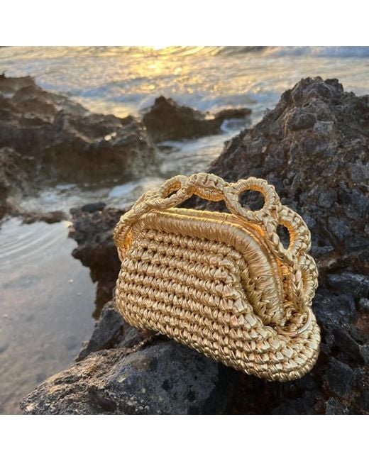 Sibylla Delphica Mini Metallic Crochet Clutch Bag