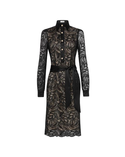 Zetaye Black Lyric Lace Shirt Dress