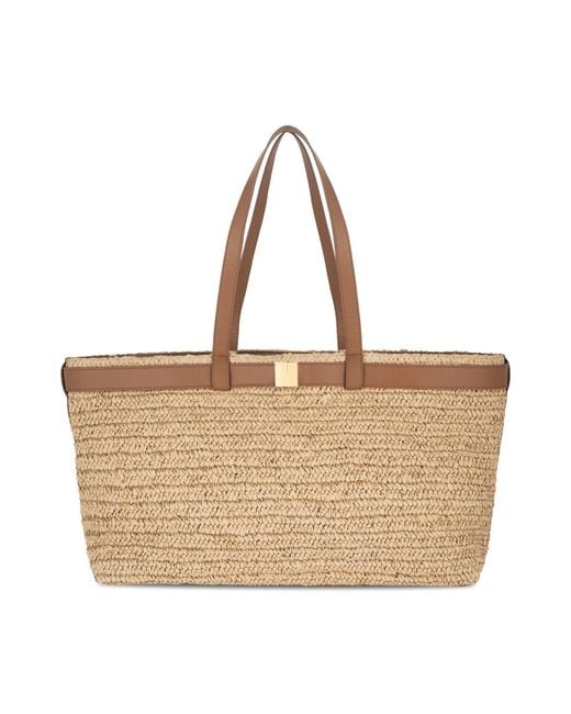 Apatchy London Natural The Esme Raffia Tote Bag With Tan Leather Trim