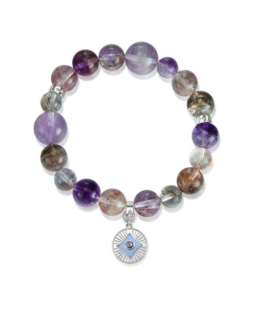 Aurozia Multicolor Five Elements Super Seven Crystal Beadeds Bracelet Metal