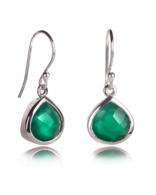 The Jewellery Store London Green Pear-Shaped Onyx Earrings