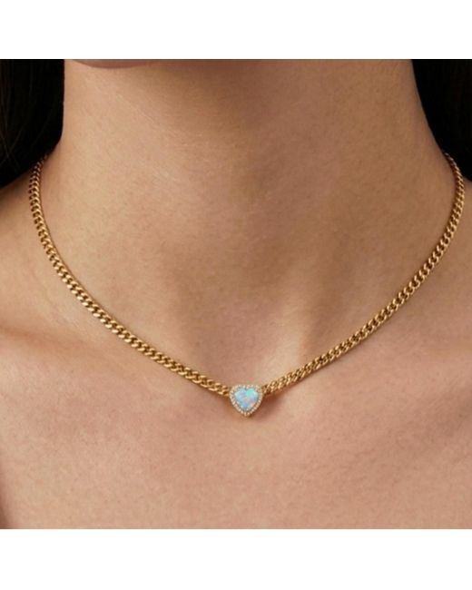 BLOOMTINE | Earth Angel HQ Metallic Loves Frequency Mini Plated Fire Opal Heart Choker Necklace