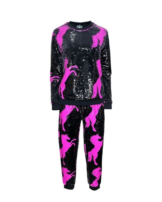Any Old Iron Pink Pony Reversible Sequin Sweatshirt