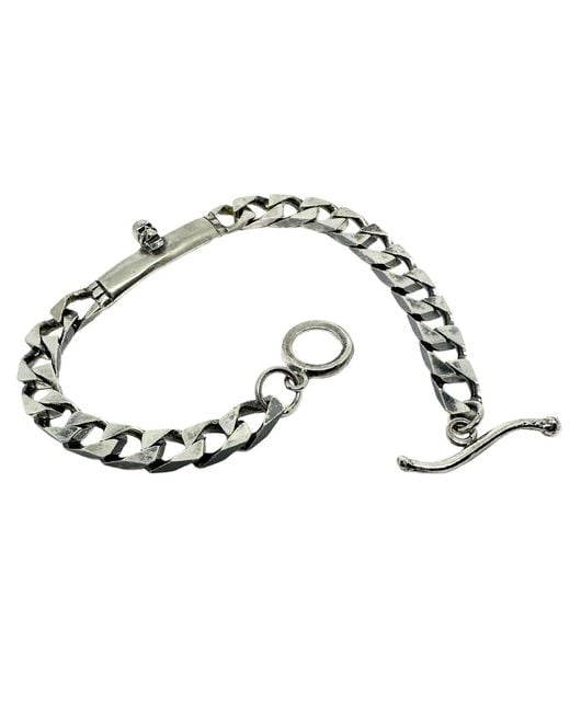 Tg-Jewellery by Tamara Gervasio Metallic Skull Bracelet – Sterling, Handmade Flat Curb Chain With T-Bar Clasp for men