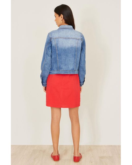 Yumi' Blue Stretch Washed Denim Jacket