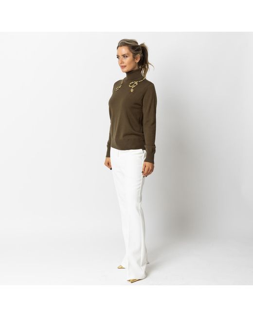 House of Laines London Green Laines Couture Wrap Snake Embellished Knitted Roll Neck Jumper