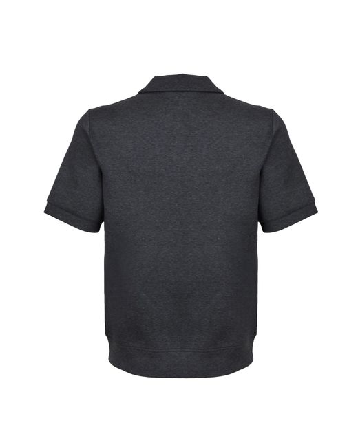 DAVID WEJ Black Enzo Cotton V-Neck Polo for men