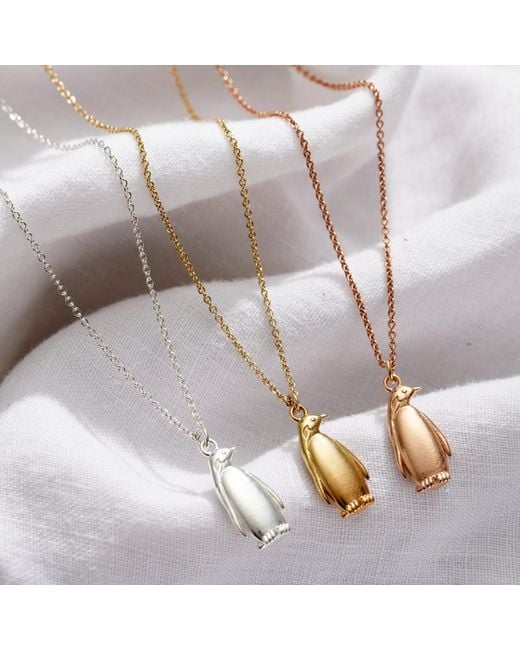 Posh Totty Designs Metallic Rose Gold Plated Soulmate Penguin Charm Necklace
