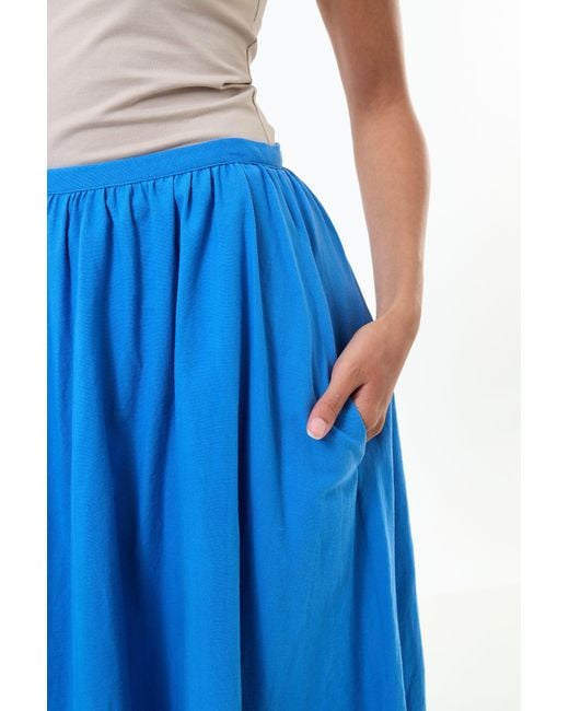 Louche Blue Zoeline Recycled Cotton Midaxi Skirt