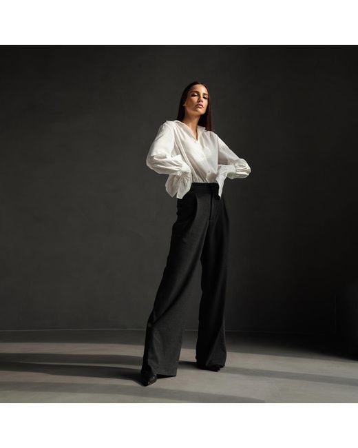 Mandragora Black Woolen Trousers With Straight Legs And Pleats