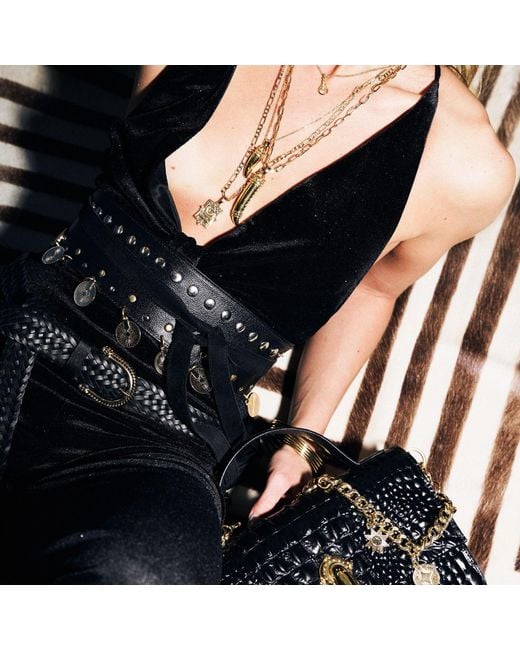 Indigolush Black Coins Wrap Belt