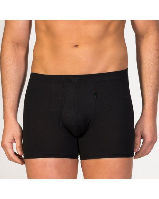 Zd - Zero Defects Black Heracles Fly Front Boxer – Maximum Softness For Sensitive Skin for men