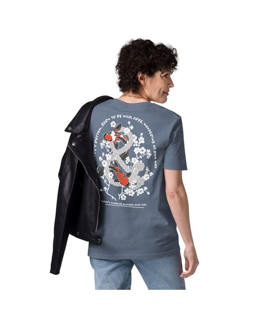 Anchor and Crew Blue Heather Koi Fish Another Good Day Organic Cotton T-Shirt