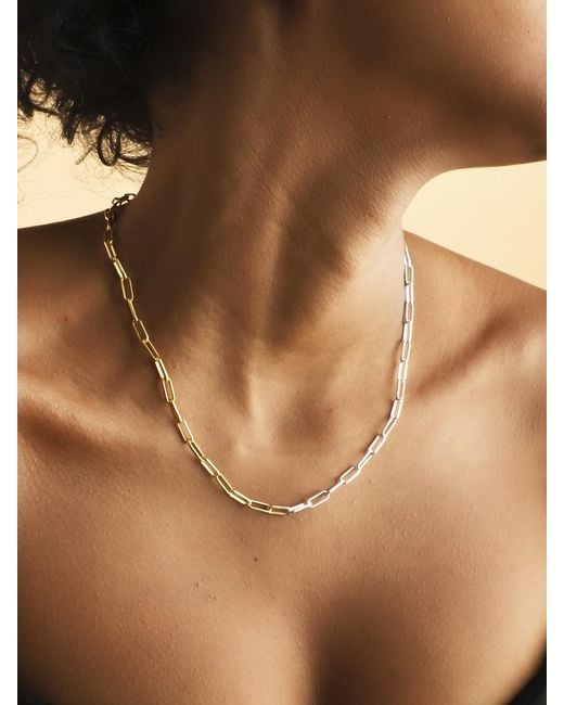 Lila Rasa White Dual Tone Mix Metal Paperclip Chain