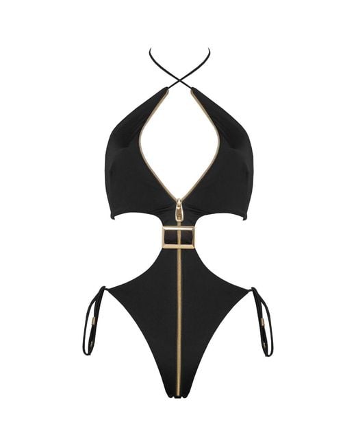 ANTONINIAS Black Cynus Cut-Out One-Piece With Details