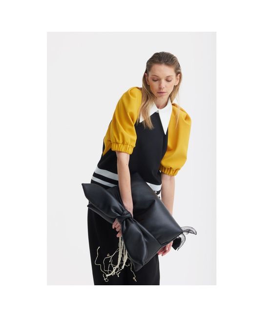 Julia Allert Black Designer Puff Sleeve Blouse – Mustard