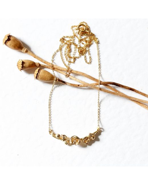 Lee Renee Metallic Poppy & Poppy Seedpod Necklace