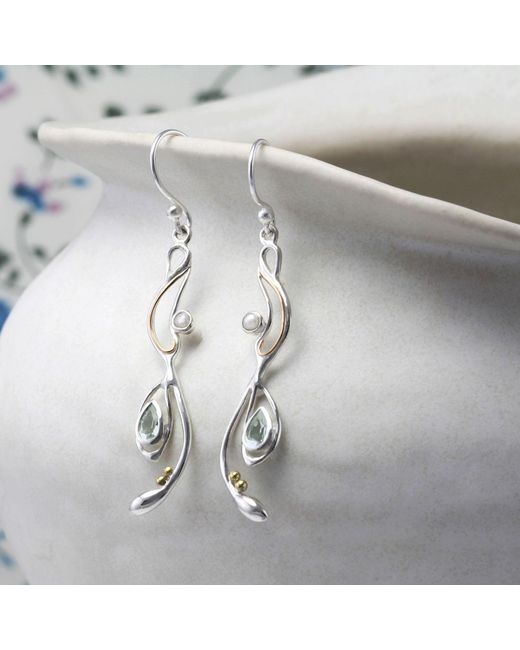 Isla Silver Metallic Transcending Elegance Light Amethyst & Pearl Dangle Earrings