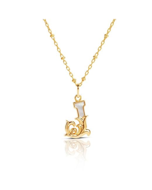 Kasun Metallic Plated J Initial Necklace With Mother Of Pearl