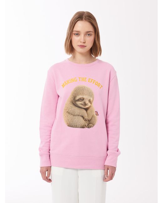 Sour Figs Pink Sloth Print Sweatshirt