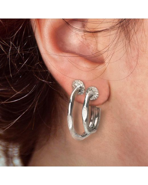 The Jewellery Store London Metallic Hammered Hoop Stud Earrings