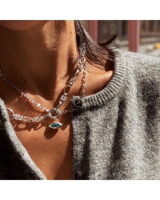 The Pheia Metallic Power Loop Chain Necklace With Evil Eye