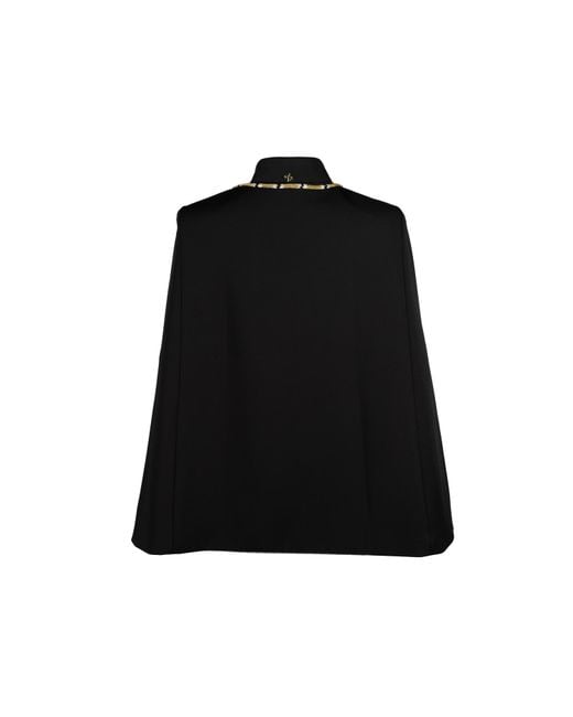 House of Laines London Black Laines Couture Tailored Cape With Embellished & Wrap Around Snake
