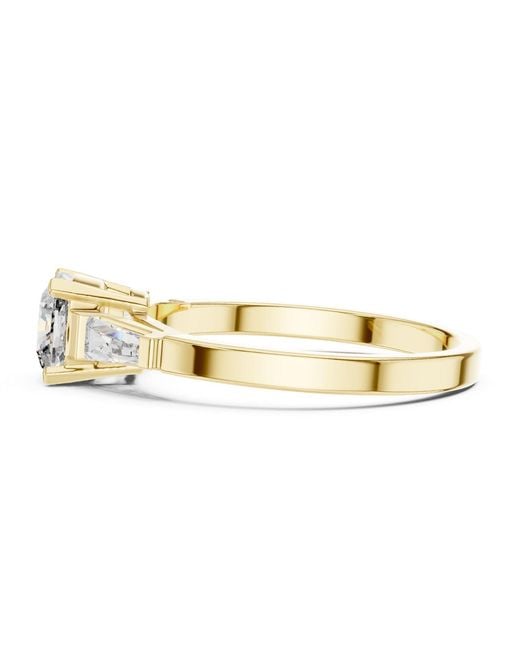 Aya Fine Jewelry Metallic Elegant Cushion Cut Three Stone Lab Diamond Engagement Ring
