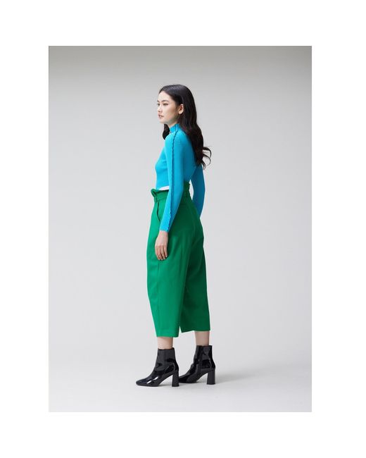 Arto. Green Ruffles Flower-Like High Waist Pant