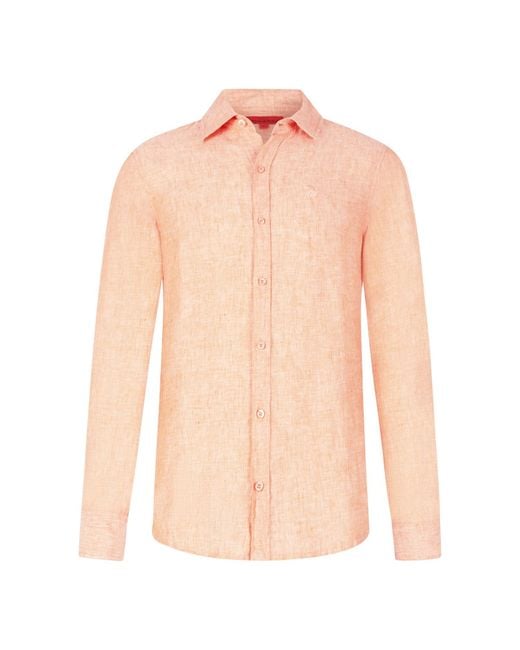 Maison Tangerine Pink Apricot Linen Shirt For for men