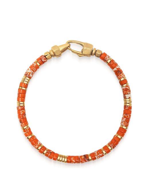 Nialaya Red Jasper Heishi Bracelet for men
