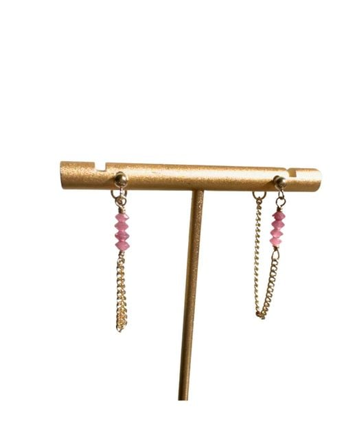 Rachel Nathan Metallic Post Tourmaline & Chain Earrings