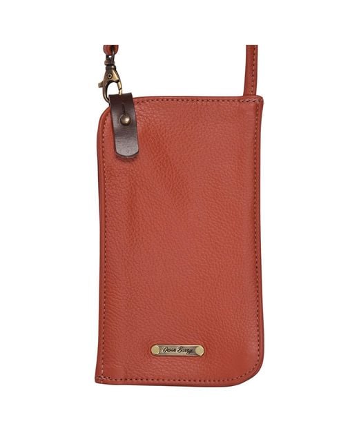 Owen Barry Red Leather Phone Crossbody Bag Burnt Toni