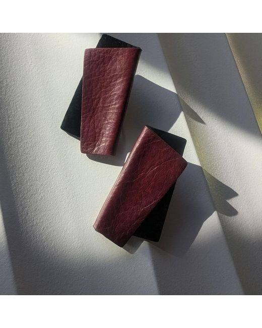 WAIWAI Red Verto Burgundy Leather Earrings